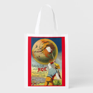 Tickle the Earth - Victorian trade card print Grocery Bag
