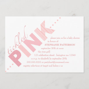 Tickled Pink Baby Girl Modern Baby Shower Invitation