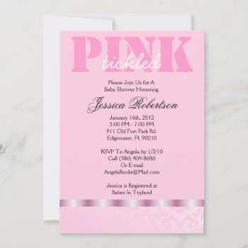 Tickled Pink Baby Girl Shower  Cute Invitation by ForeverAndEverAfter at Zazzle
