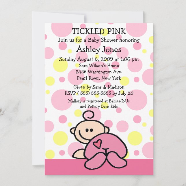 TICKLED PINK  Baby Girl Shower Invitations (Front)