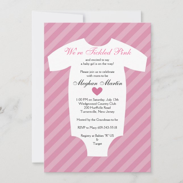 Tickled Pink Baby Shower Invitation (Front)