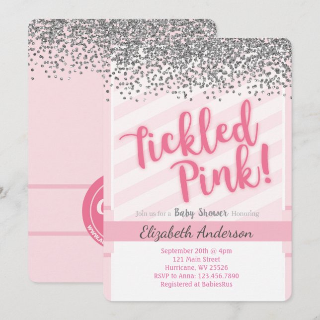Tickled Pink Baby Shower Invitation (Front/Back)