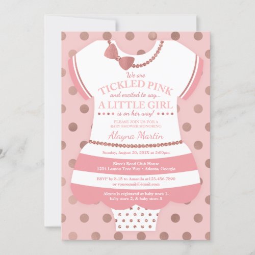 Tickled Pink Baby Shower Invitation Faux Glitter Invitation