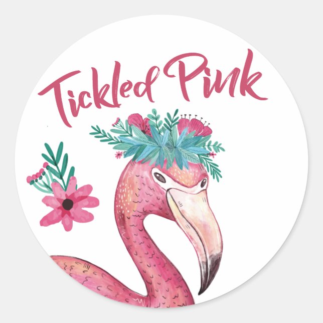 Tickled Pink Baby Shower Sticker (Front)