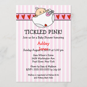 Tickled Pink Diaper Baby Girl Shower Invitations