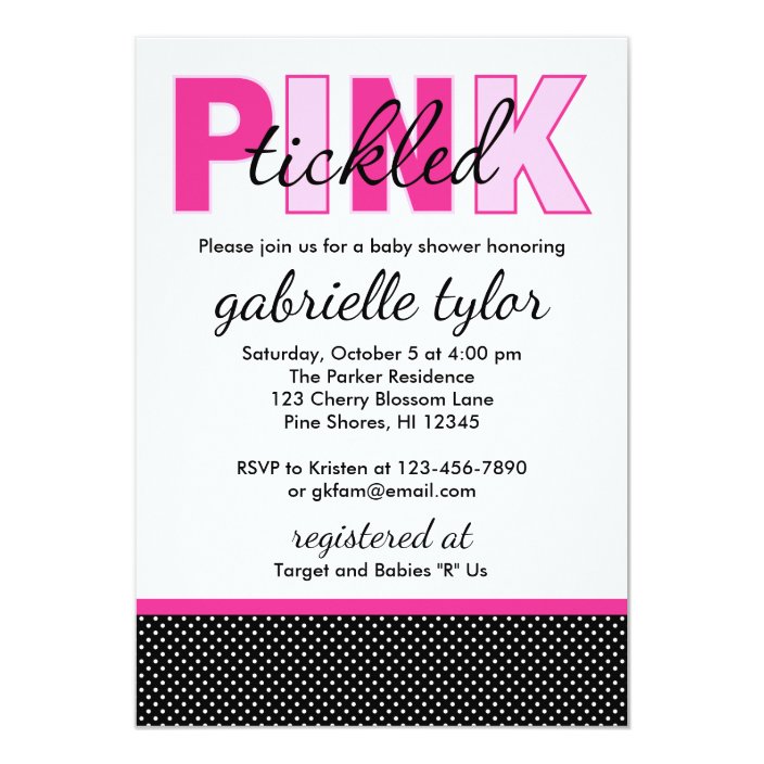 tickled pink baby shower invitations