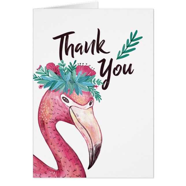 Tickled Pink Flamingo Thank You Card (Front)