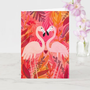 TICKLED PINK Flamingos Valentine Whimsical Funny Card