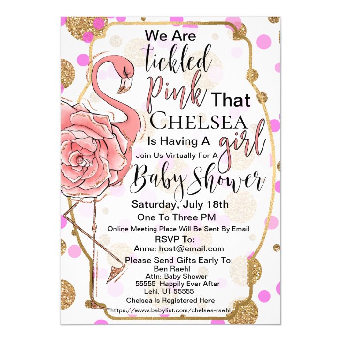 tickled pink baby shower invitations