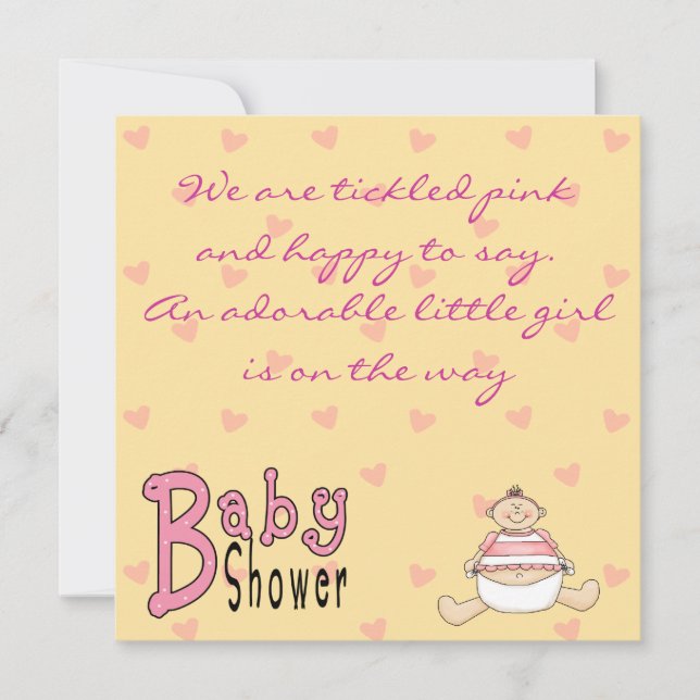 Tickled Pink Shower Invitations (Front)