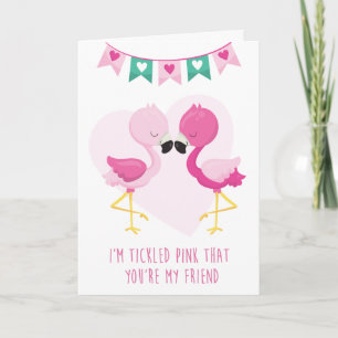 Tickled Pink You're my Friend Flamingo Valentine Card