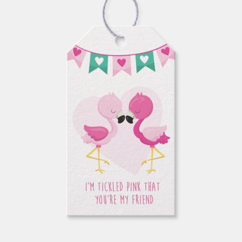 Tickled Pink Youre My Friend Flamingo Valentine Gift Tags