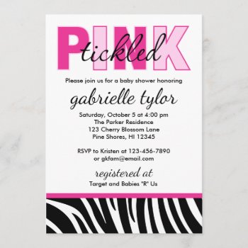 Tickled Pink Zebra Baby Shower Invitations by InvitingExpression at Zazzle