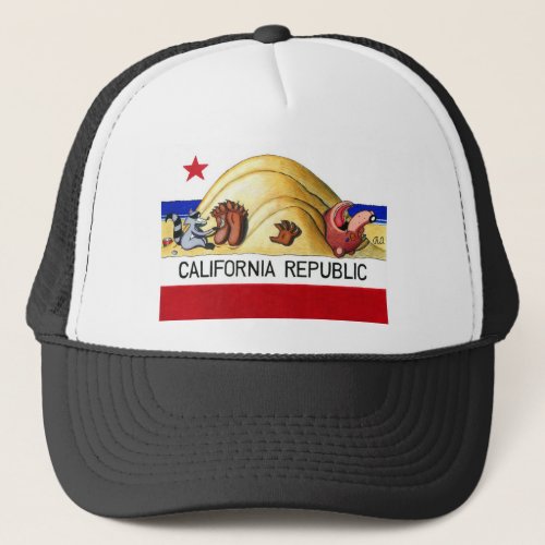 Ticklish California Bear Flag Trucker Hat