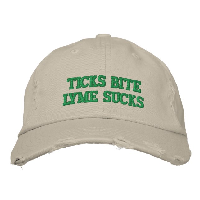 Ticks Bite Embroidered Baseball Cap (Front)