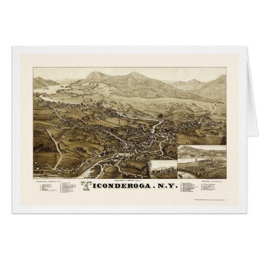 Ticonderoga, NY Panoramic Map - 1884 Cards (Front Horizontal)
