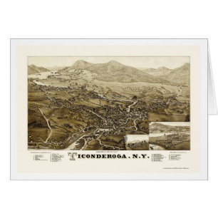 Ticonderoga, NY Panoramic Map - 1884 Cards