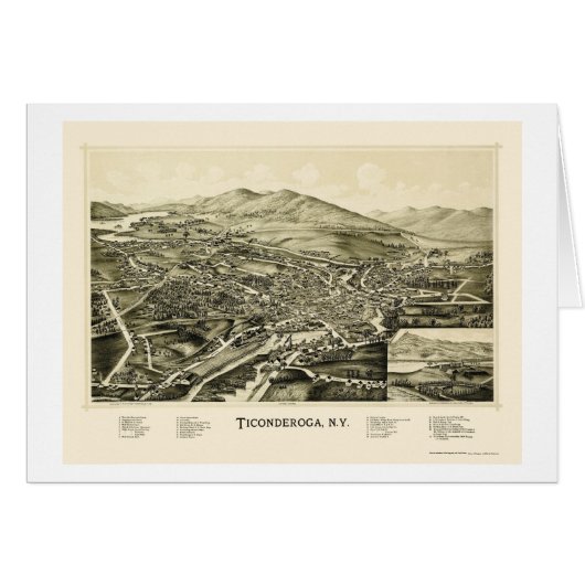 Ticonderoga, NY Panoramic Map - 1891 Cards (Front Horizontal)