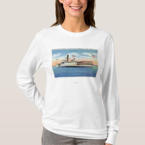 Ticonderoga Steamer Leaving Port Burlington T_Shirt