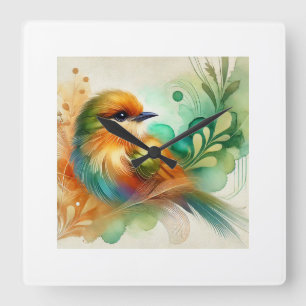Ticotico Bird 170924AREF117 - Watercolor Square Wall Clock