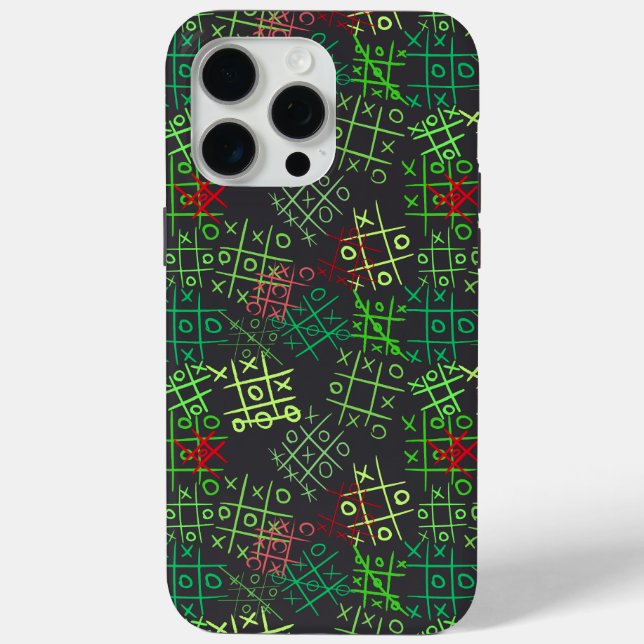 tictactoe pattern.GREEN.B2 DGrey BG Case-Mate iPhone Case (Back)