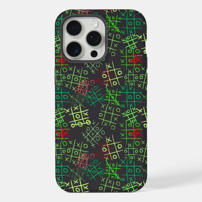 tictactoe pattern.GREEN.B2 DGrey BG Iphone Case (Back)