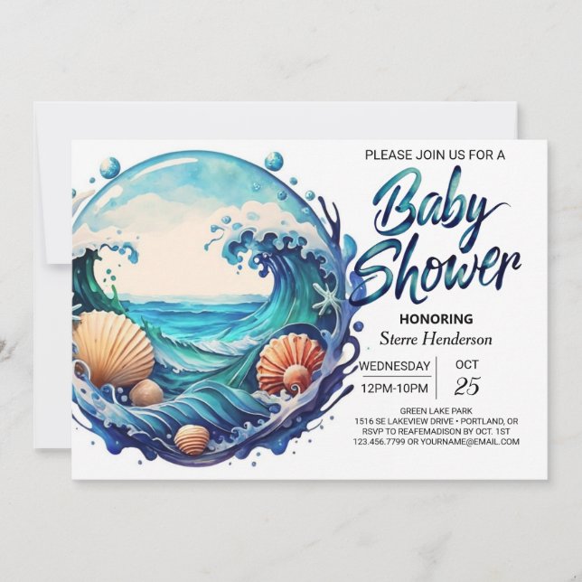 Tidal Beach Baby Shower Invitation (Front)