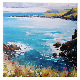 Tidal Dreams and Meadow Breezes Ceramic Tile