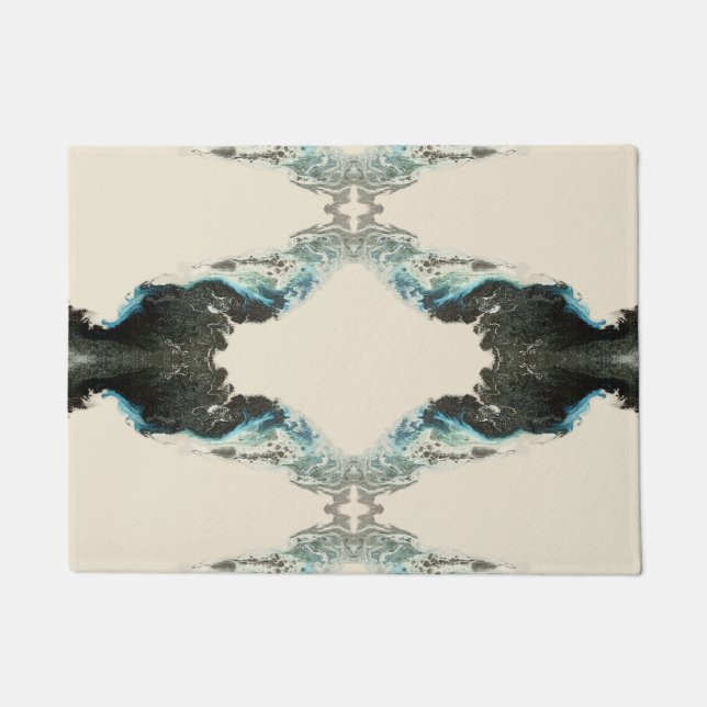 Tidal Echoes — Abstract Fluid Ink Pattern Doormat (Front)