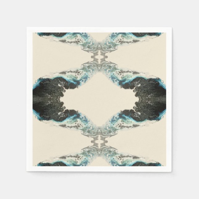 Tidal Echoes — Abstract Fluid Ink Pattern Napkins (Front)