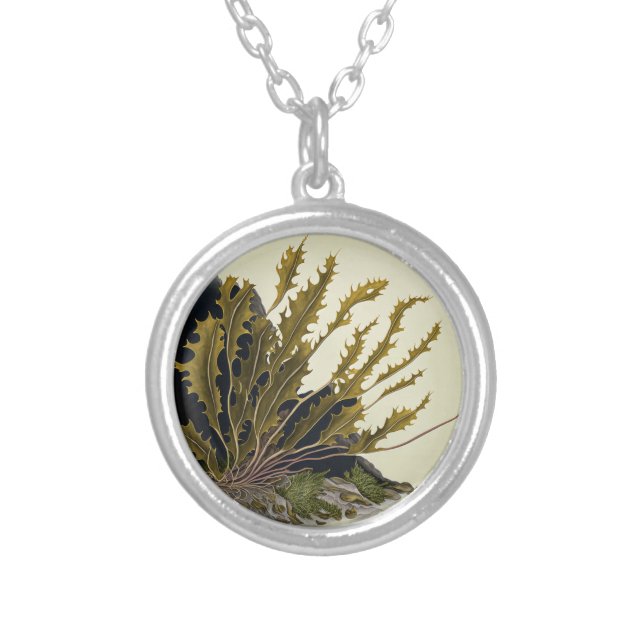 Tidal Fronds Silver Plated Necklace (Front)