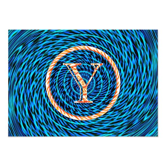 Tidal Spiral Blue Monogram Y Card