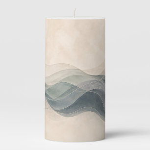 Tidal Veil Sea Glass Coastal 3x6 Pillar Candle