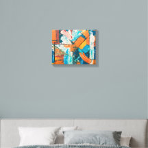 Tide of Contrast – Abstract Orange & Blue Wall Art