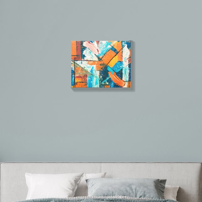 Tide of Contrast – Abstract Orange & Blue Wall Art Canvas Photo Tile (Bedroom)