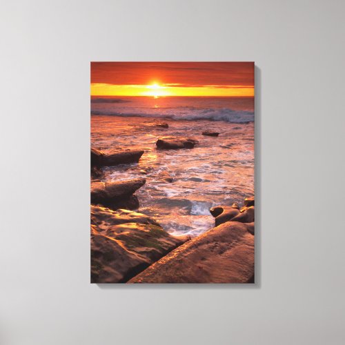 Tide pools at sunset California Canvas Print