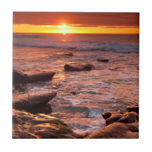 Tide pools at sunset California Ceramic Tile