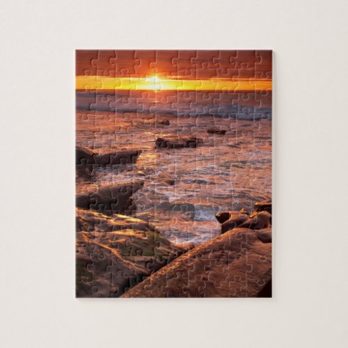 Tide pools at sunset California Jigsaw Puzzle
