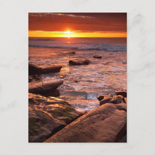 Tide pools at sunset California Postcard