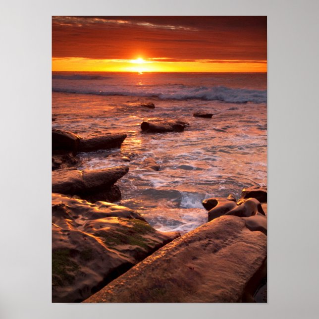Tide pools at sunset, California Poster (Front)