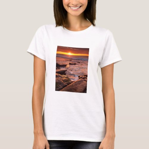 Tide pools at sunset California T_Shirt