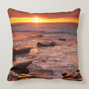 Tide pools at sunset, California Throw Pillow