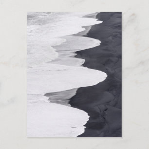 Tide Washes Over Black Beach Postcard