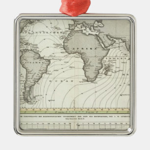 Tide-wave Atlas Map Metal Ornament