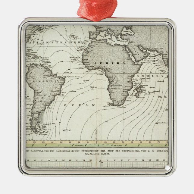 Tide-wave Atlas Map Metal Ornament (Front)