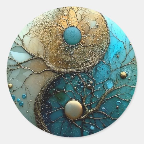 Tides of Balance | Yin Yang Design Classic Round Sticker