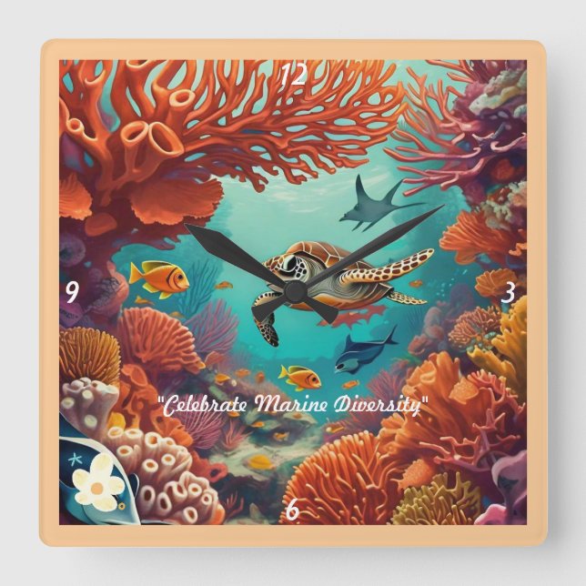 "Tides of Color" Square Wall Clock (Front)