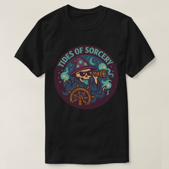 Tides Of Sorcery Magic Skull T-Shirt (Design Front)