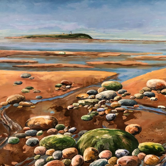 Tides Out Original Hand Painted art work Wooden Box Sign ( Walking the Sea Shore During Low Tides Turns into A Need to Paint the Scene)