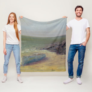 Tide's Rolling In - Boat on the Shore Fleece Blanket